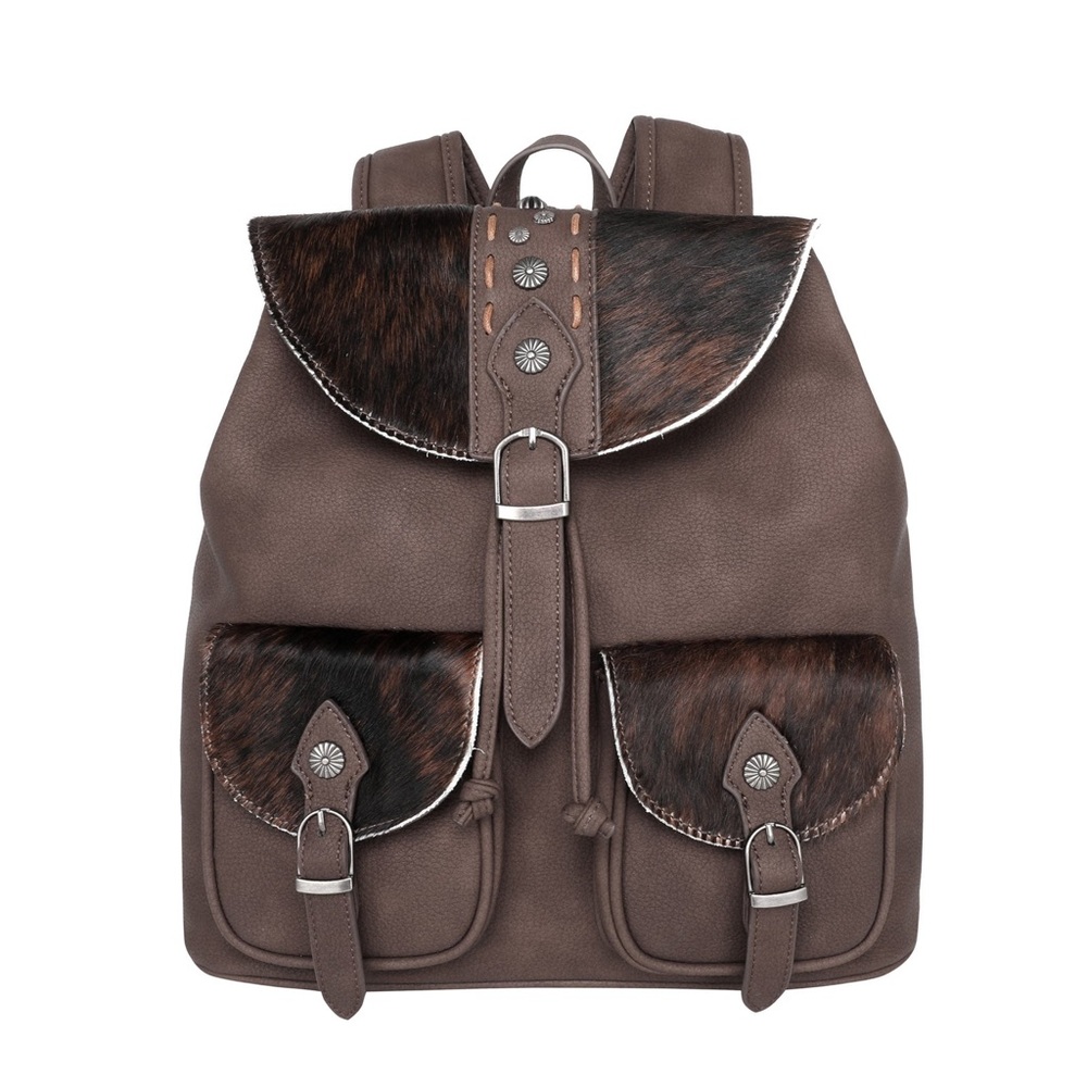 TR140-9110 Trinity Ranch Hair-On Cowhide Collection Backpack color Coffee